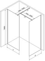 Mexen Kioto dušo sienelė Walk-in 155 x 100 cm, permatoma, juoda - 800-155-202-70-00-100