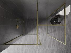 Mexen Kioto-XF dušo sienelė Walk-in su rėmu 130 x 100 cm, permatoma 10 mm, aukso spalvos - 800-130-202-04-50-100-XF