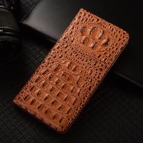Krokodilo nagas natūralios odos atverčiamas dėklas Samsung Galaxy A20 A30 A40 A50 A60 A70 A80 A90 A11 A21 A31 A41 A51 A71 telefonams A20 ruda