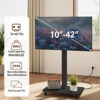 Rolling TV Stand for 10 -42  Flat Curved TV with Rotating Height Adjustable Portable TV Stand with Wheels, Universal TV Cart juoda