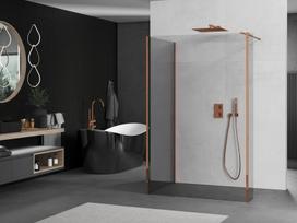 Mexen Kioto dušo sienelė Walk-in 135 x 80 x 40 cm, skaidri, rožinis auksas - 800-135-080-221-60-00-040