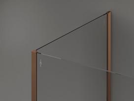 Mexen Kioto dušo sienelė „Walk-in“ 130 x 90 x 30 cm, juodas rėmas, rožinis auksas - 800-130-090-221-60-70-030