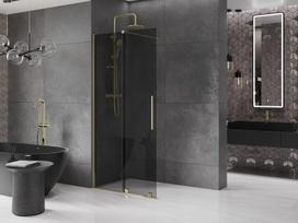 Mexen Velar slankioji dušo siena Walk-in 75 x 200 cm, grafitas 8 mm, auksinė - 871-075-000-43-50, 75 x 200 cm