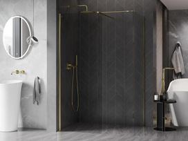 Mexen Kioto-X dušo sienelė Walk-in 150 x 120 cm, permatoma 10 mm, auksinė - 800-150-202-50-00-120-X