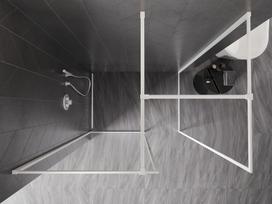 Mexen Kioto-F dušo sienelė Walk-in su rėmu 170 x 120 cm, skaidri 8 mm, balta - 800-170-202-04-20-120