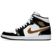 Jordan 1 Mid Patent Black White Gold 852542-007 43