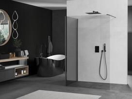 Mexen Kioto dušo siena Walk-in 110 x 80 cm, skaidri, šešėlinė pilka šlifuota - 800-110-212-66-00-080