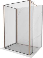 Mexen Kioto dušo sienelė Walk-in 110 x 90 x 30 cm, juodas rėmas, šlifuotas varis - 800-110-090-221-65-70-030