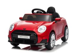 Vaikiškas elektrinis paspirtukas automobilis MINI Cooper licencijuotas įkraunamas raudonas
