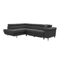 Kampinė sofa su miegojimo funkcija EDI, juoda, kairinis