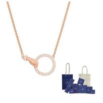 Swarovski Symbolica Dirbtinio Krištolo Akmuo, Rožinio Aukso Padengti Karoliai Moterims Rožinis Auksas F-Original Brand Box And Bag rožinio aukso spalvos