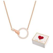 Swarovski Symbolica Dirbtinio Krištolo Akmuo, Rožinio Aukso Padengti Karoliai Moterims Rožinis Auksas F-white gift box rožinio aukso spalvos