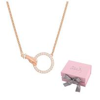 Swarovski Symbolica Dirbtinio Krištolo Akmuo, Rožinio Aukso Padengti Karoliai Moterims Rožinis Auksas F-Pink bow gift box rožinio aukso spalvos