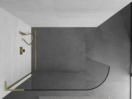 Mexen Kioto-R L užapvalinta dušo sienelė Walk-in 90 x 200 cm, skaidri, auksinė matinė - 800-090-103-55-06