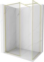 Mexen Kioto-F Dušo sienelė Walk-in su rėmu 140 x 115 cm, skaidrus 8 mm, šukuotas auksinis - 800-140-202-04-55-115