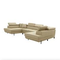 Kampinė sofa U formos su miegojimo funkcija EDI, smėlio spalvos