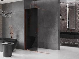 Mexen Velar stumdomos dušo sienelės Walk-in 150 x 200 cm, grafitas 8 mm, šepečiuoti vario - 871-150-000-43-65