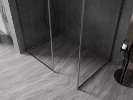 Mexen Kioto-F Dušo sienelė Walk-in su rėmu 130 x 100 cm, permatoma 8 mm, šešėlinė pilka šlifuota - 800-130-202-04-66-100