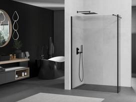 Mexen Kioto dušo sienelė Walk-in 155 x 40 cm, permatoma, juoda - 800-155-212-70-00-040