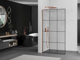 Mexen Kioto L dušas siena Walk-in 120 x 200 cm, juodos spalvos tinklelis, šlifuota varis - 800-120-103-65-77