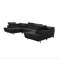 Kampinė sofa U formos su miegojimo funkcija EDI, juoda