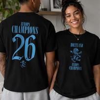 Aston Villa Champions Commemorative 2026 T-shirt Men Women Summer Cotton Loose Clothing Round Neck Short Sleeved Tee Streetwear 4XL