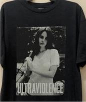 Retas Lana Del Rey Ultraviolence Juodas Unisex Marškinėlis, Dovana Gerbėjui Medvilninis XL gray