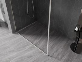 Mexen Kioto-F L Dušo sienelė Walk-in su rėmu 110 x 202 cm, skaidri 8 mm, šlifuotas nikelis - 800-110-174-97-00