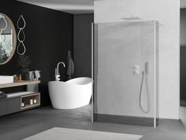 Mexen Kioto laisvai stovinti dušo siena 100 x 30 x 30 cm, permatoma, balta - 800-100-030-222-20-00-030