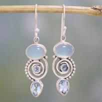 Chic Engagement Wedding Jewelry Dangle Moonstone Earrings Peridot Multi-Gemstone Topaz Ear Stud