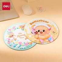 Deli Butter Bear Co-Branded Mouse Pad Spring Day Series, High-Density Fiber Small Mouse Pad Cute Cartoon Style Green HY453