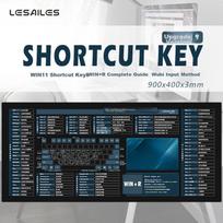 LESAILES Win11 Shortcut Mouse Pad Large Size, Thickened with Locking Edge for And Office, Computer Keyboard Desk Mat, Blue And Black Color, 900*400*3