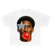 Bryant Bubble Gum Pop Vintage Short Sleeves T-shirt Summer Men Women Streetwear Y2K Fashion Harajuku Basketball Tee Casual Tops L