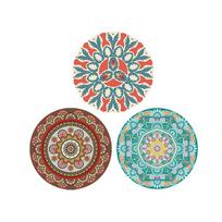 3PCS Rubber Mandala Coaster Round Cup Mat Table Pad Placemat  Kitchen 12cm-Style B