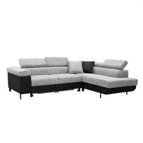 Kampinė sofa su miegojimo funkcija ADI, sidabrinė/juoda