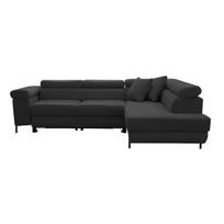 Kampinė sofa su miegojimo funkcija Samson, juoda, Dešininis variantas