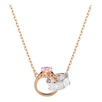 Swarovski Connexus Dvigubo žiedo pakabukas su rožinės širdelės sintetiniu kubiniu cirkoniu Karoliai Moteriški Rožinio aukso 5690036 auksas