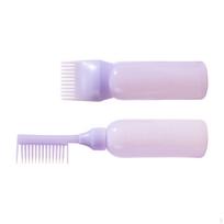 2 Bottles Comb Hair Oil Brush Dye Bottle for Dyeing Permanent Hairdressing Tool