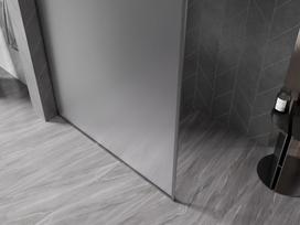Mexen Kioto-F dušo sienelė Walk-in su rėmu 90 x 202 cm, matinė 8 mm, šlifuota pilka - 800-090-104-66-30