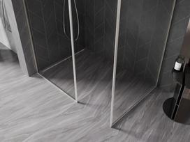 Mexen Kioto-F Dušo pertvara „Walk-in“ su rėmu 120 x 75 cm, permatoma 8 mm, šlifuotas nikelis - 800-120-202-04-97-075