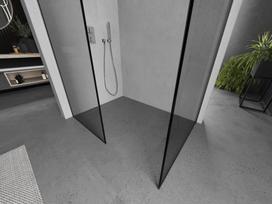 Mexen Kioto dušo sienelė Walk-in 120 x 80 cm, juodas rėmelis, šepečiu padengtas nikelis - 800-120-202-97-70-080