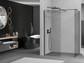 Mexen Kioto dušo sienelė Walk-in 120 x 120 cm, skaidri, juoda - 800-120-202-70-00-120