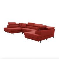 Kampinė sofa U formos su miegojimo funkcija EDI, raudona
