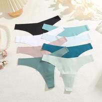8 vnt./rinkinys Besiūlių Ledo Šilko Kelnaitės Moteriškos V-Juosmens Apatiniai Seksualios Sportinės Kelnaitės Moteriški Švelnūs Itin Ploni Lingerie G-string XL&8PCS yellow