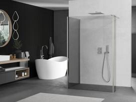 Mexen Kioto dušo sienelė Walk-in 105 x 100 x 40 cm, skaidri, šlifuotas nikelis - 800-105-100-221-97-00-040