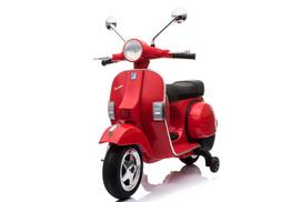 Vaikiškas elektrinis motociklas Vespa PX150 12V raudonas paspiriamas