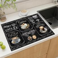 1Pcs Rubber Drying Mat With Retro Coffee Tableware For Coffee Shop Restaurant Kitchen Carpet Tableware Durable Diatom Mud Table Mat Pet Mat KTY 20*30CM white