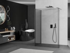 Mexen Kioto dušo sienelė Walk-in 105 x 90 x 40 cm, skaidri, šlifuota gun gray - 800-105-090-221-66-00-040
