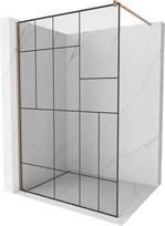 Mexen Kioto dušo sienelė Walk-in 130 x 200 cm, juodas raštas 8 mm, šlifuotas varis - 800-130-101-65-78, 130 x 200 cm