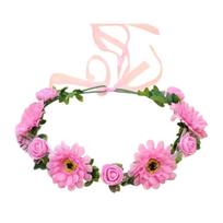 Floral Garlands Crown Hair Wreath Flower Headbands Bride Flower Crown Wedding rožinė
